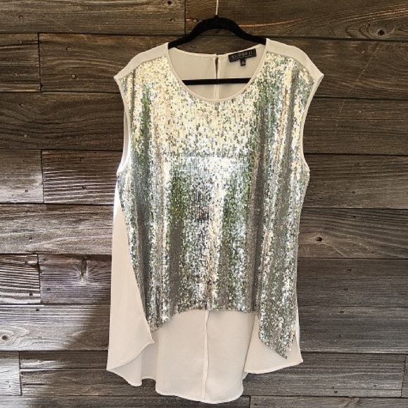 Eloquii Silver Sequin Sleeveless Top Size 18 - Picture 1 of 10